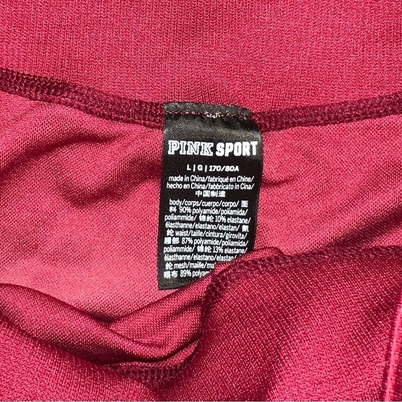 PINK Victoria’s Secret Ombré Perforated Bike Shorts Maroon and Pink Large - Picture 5 of 6